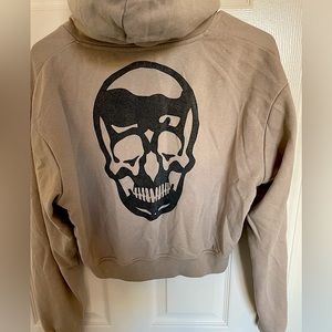 Gymreapers Cropped Zip-Up Hoodie - Tan (M)